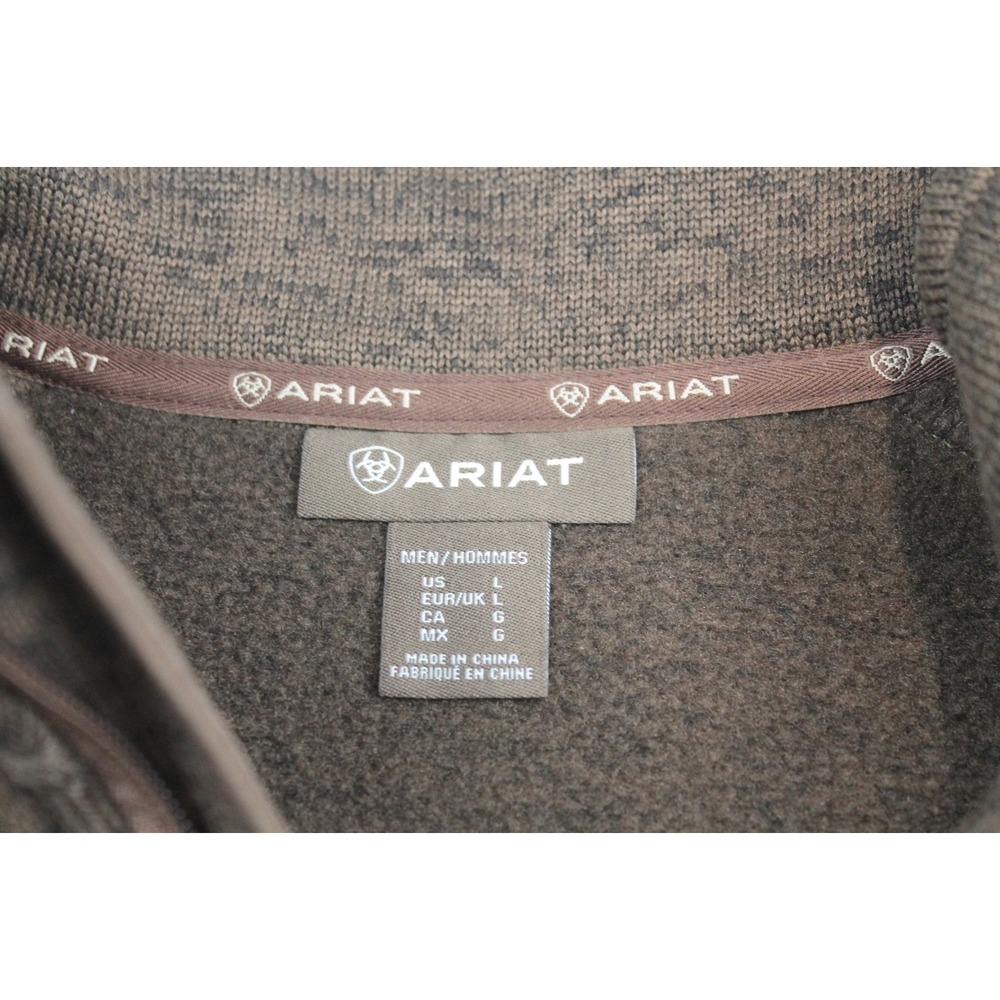 Ariat Caldwell Logo 1/4 Zip Pullover Sweater Mens Size L Carafe Brown NWT - Picture 3 of 6